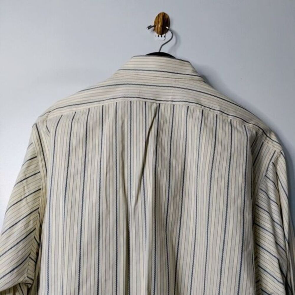 BACHRACH Men 17 36/37 Woven Cotton Striped Long Sleeve Casual Preppy Y2K Shirt - Picture 6 of 9